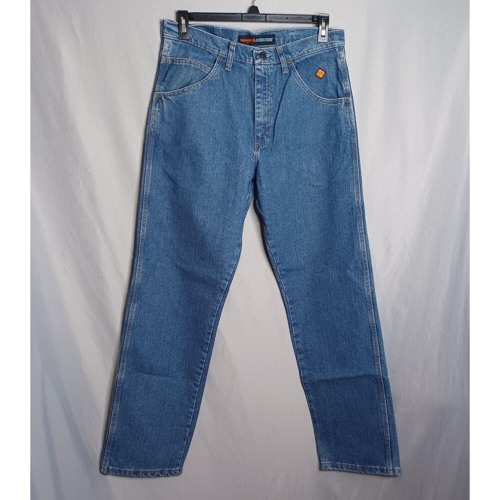 Wrangler FR CoolVantage Jeans Mens 34x32 Blue Straight Leg Workwear Utility